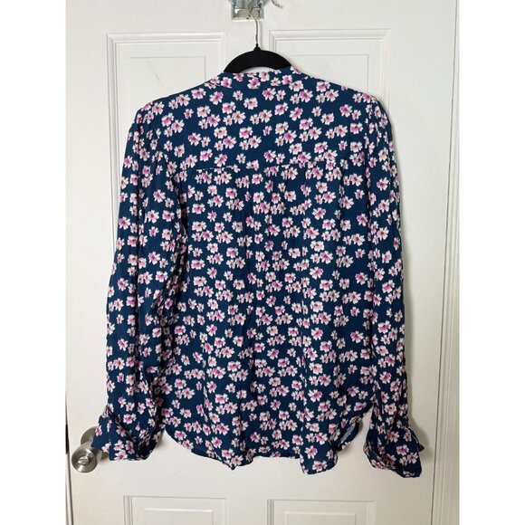 Kut From The Kloth Women's Navy Blue Vibrant Pink Floral Blouse Size M - Picture 6 of 11